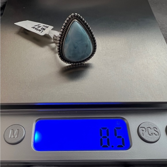 ❤️ Blue Larimar Southwestern 925 Ring Sz 8.75 Navajo Inspired 8.5gms - Picture 10 of 12